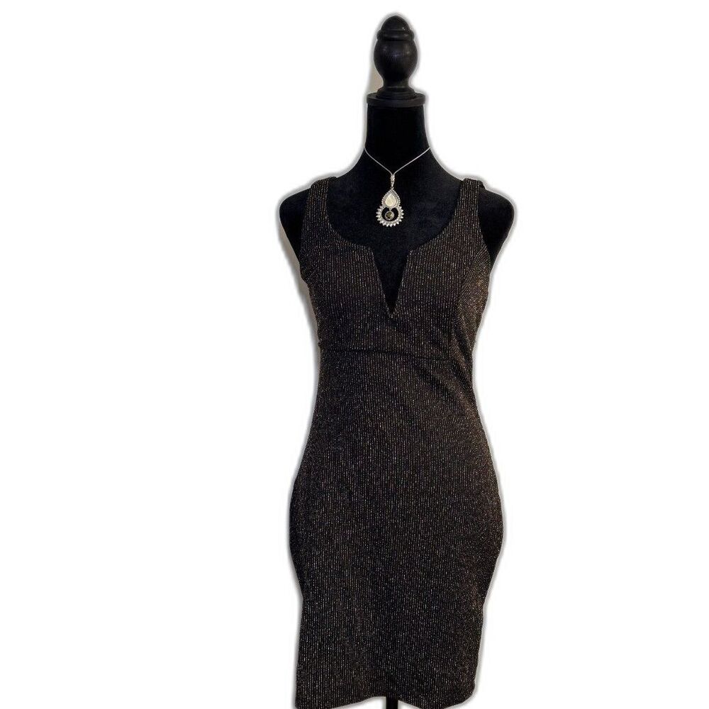 Haute Monde Black Metallic Shimmer Bodycon Mini Dress